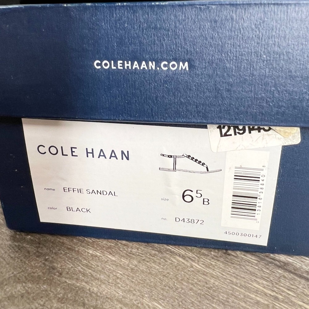 Cole Haan Effie Sandal 6.5 Thongs women's t-strap shoes black leather - Picture 7 of 11